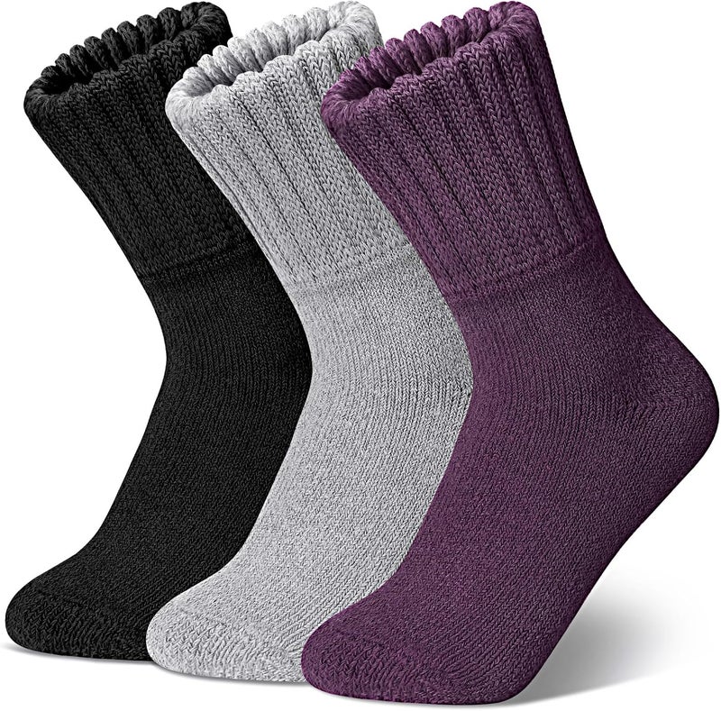 Matcheck Store Womens Merino Wool Socks Winter Ski Warm Boot Socks Men Thermal Thick Cozy Hiking 3 Pairs - Image 1
